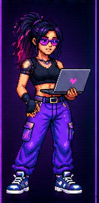 LUNA, the researcher pixel-art character